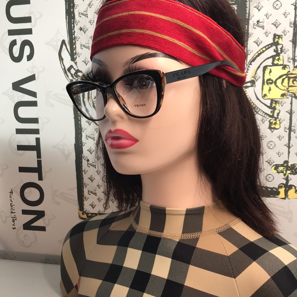 Authentic New PRADAPR 04WV black and medium havana